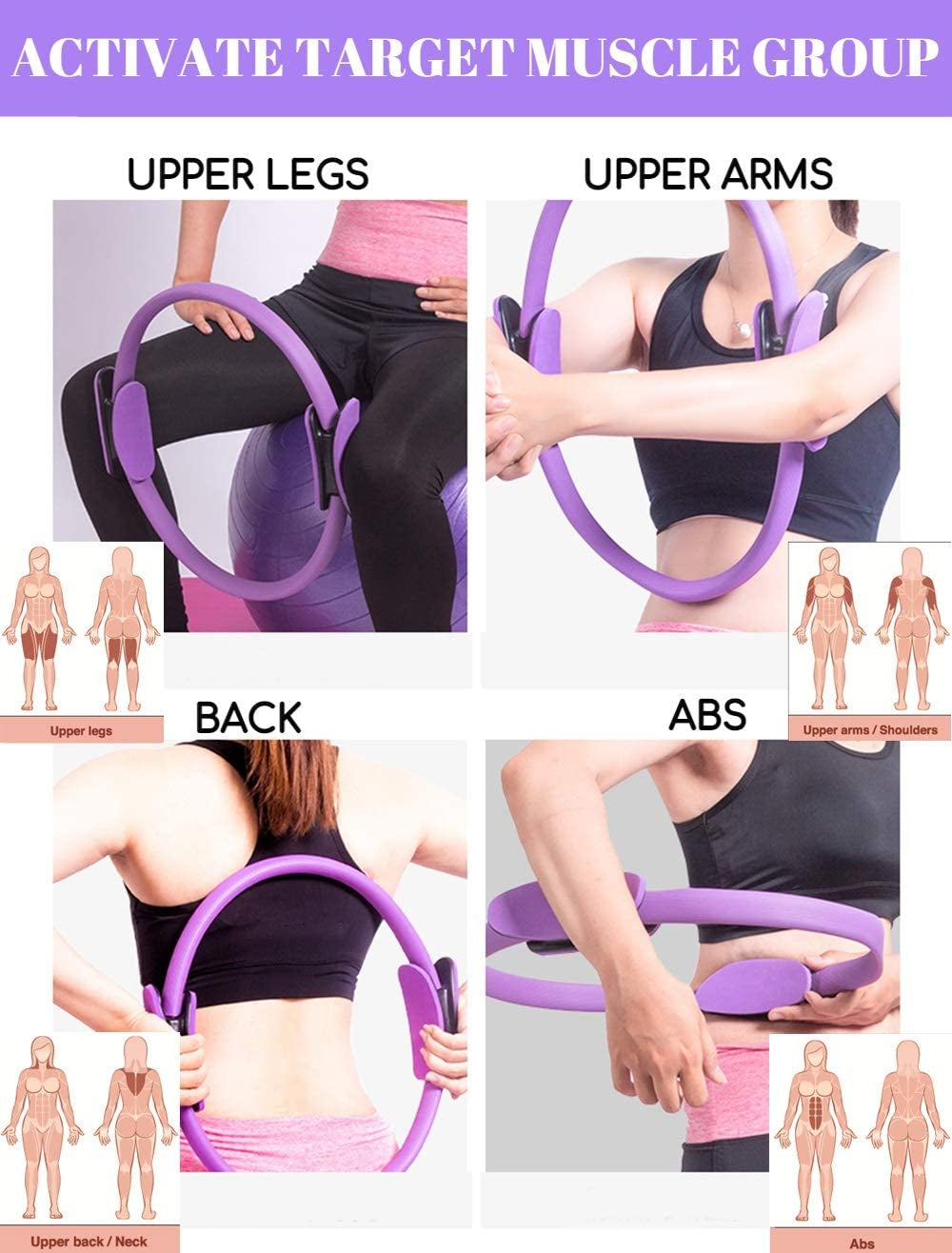 6Pcs Pilates Ring Set for Men - Home Exercise Gym Equipment Women Yoga Circle Ball Stretching Strap Loop Band Non Slip Socks Exercise - Equipment for Home Workout