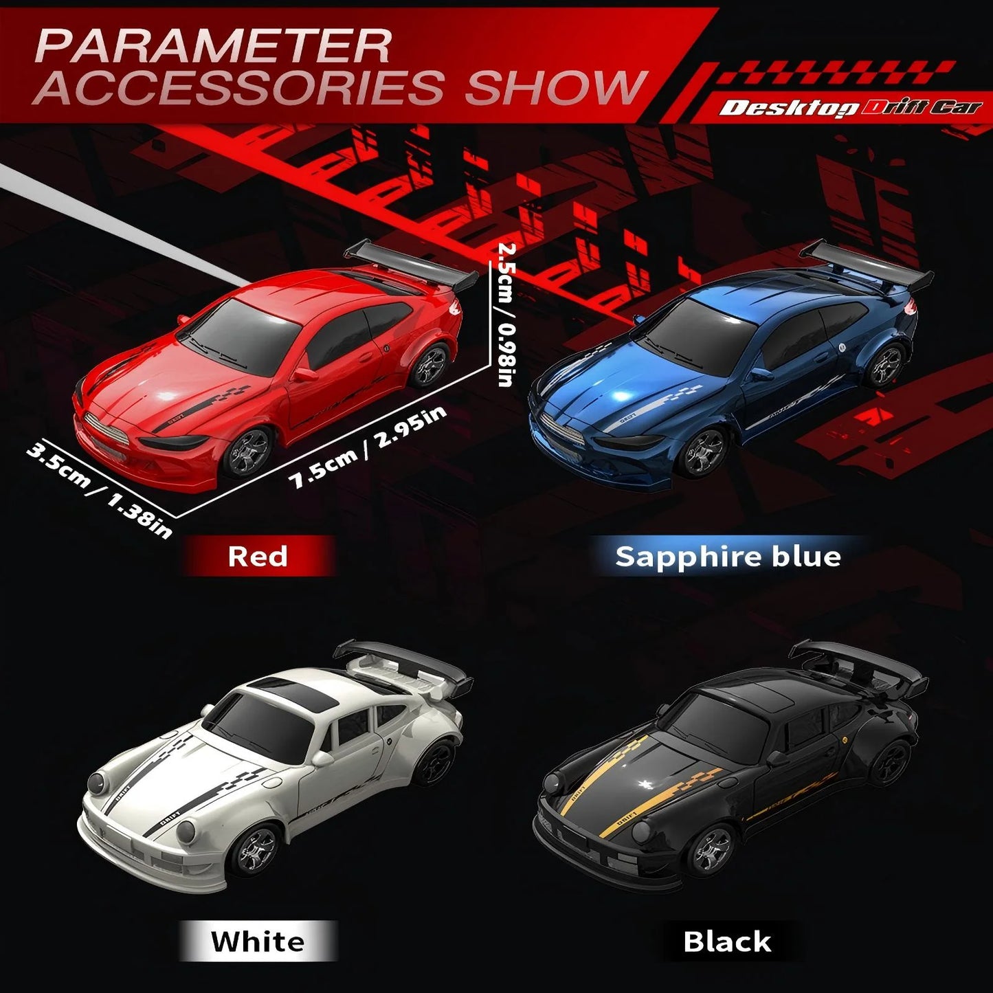 Mini RC Cars, 1:64 Drift RC Car, 2.4Ghz 4WD High Speed Remote Control Cars, Boy Toys 5-7, Black