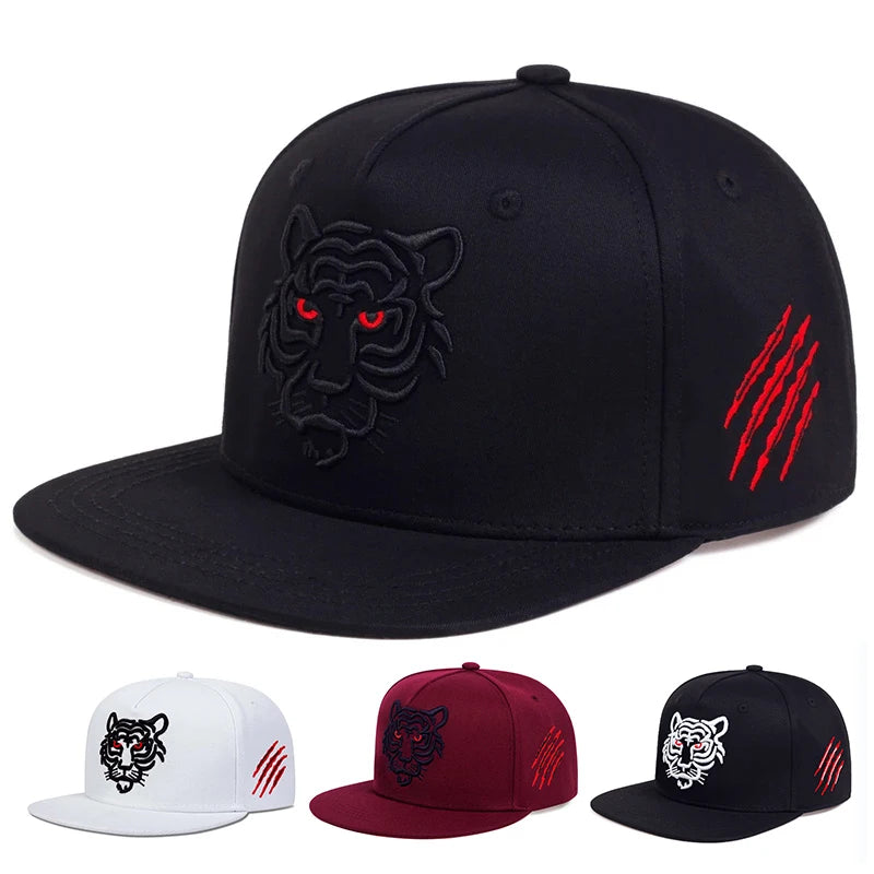 Cotton Black Tiger Embroidery Baseball Cap Men Women Snapback Hats Summer Leisure Trucker Caps Unisex Hip Hop Hats Gorras