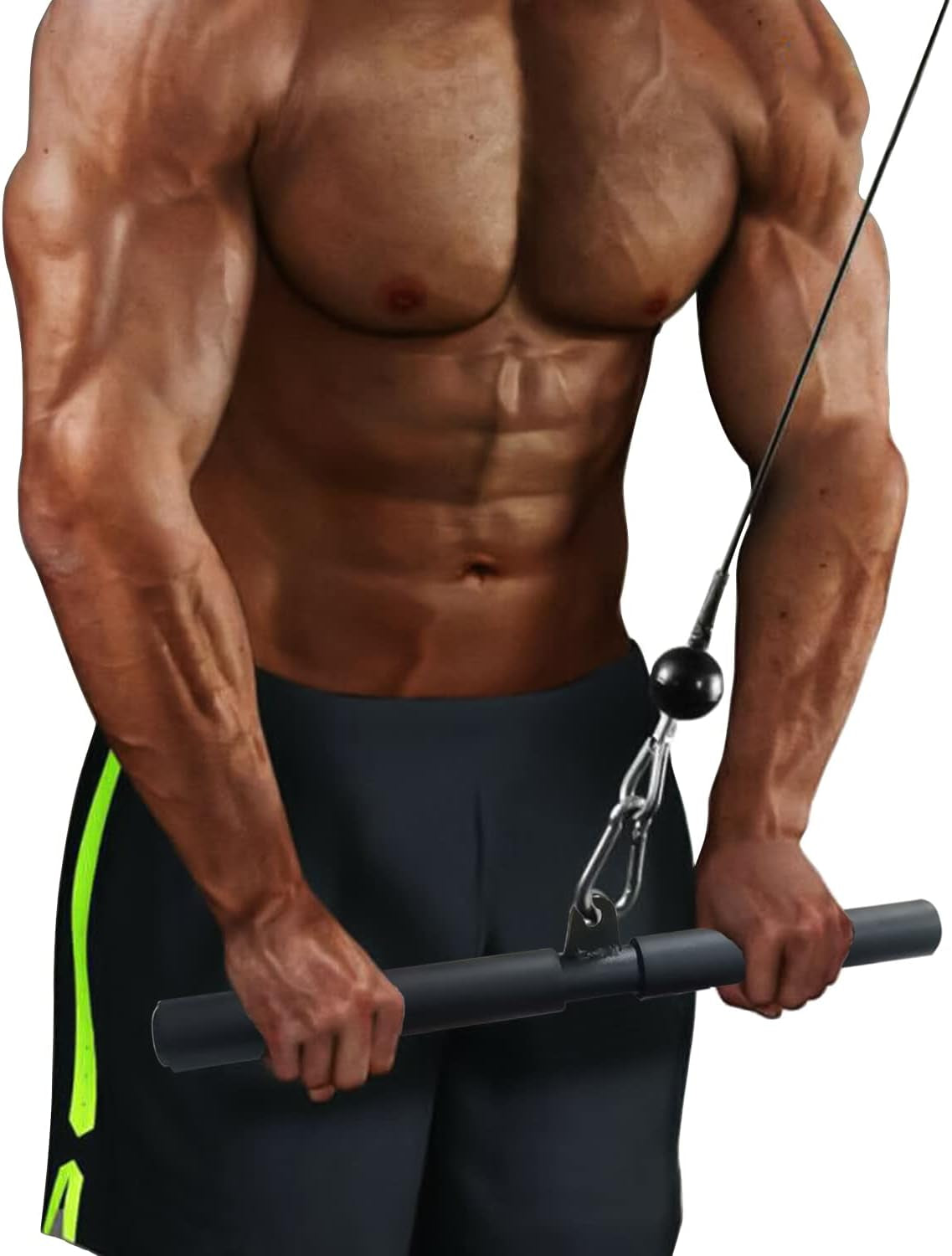 LAT Pull down Bar Cable Machine Attachment Fitness LAT Bar Accessories with Rubber Handle for Home Gym Fitness Muscle Building Strength Workout