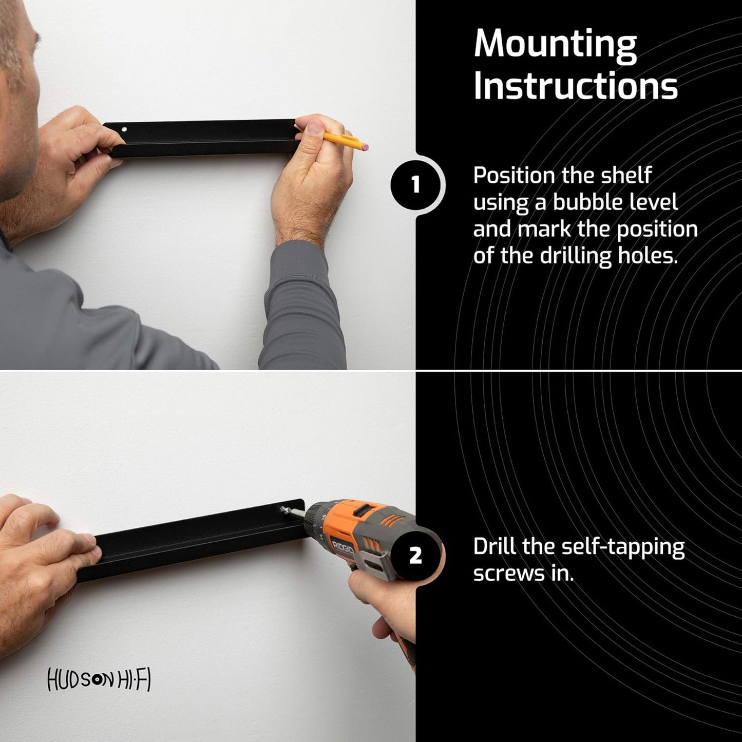 LP Vinyl Record Wall Display Shelf - Display Your Favorite LP Records in Style (6 Pack, Black)