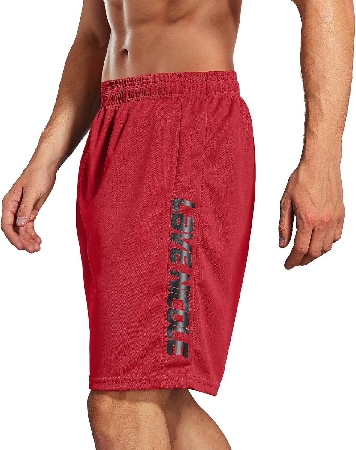 2 Pack Mens Workout Shorts Elastic Waist Athletic Gym Running Basketball Tennis Shorts for Men 7'' Inseam with Pocket (Grey/Red XL)