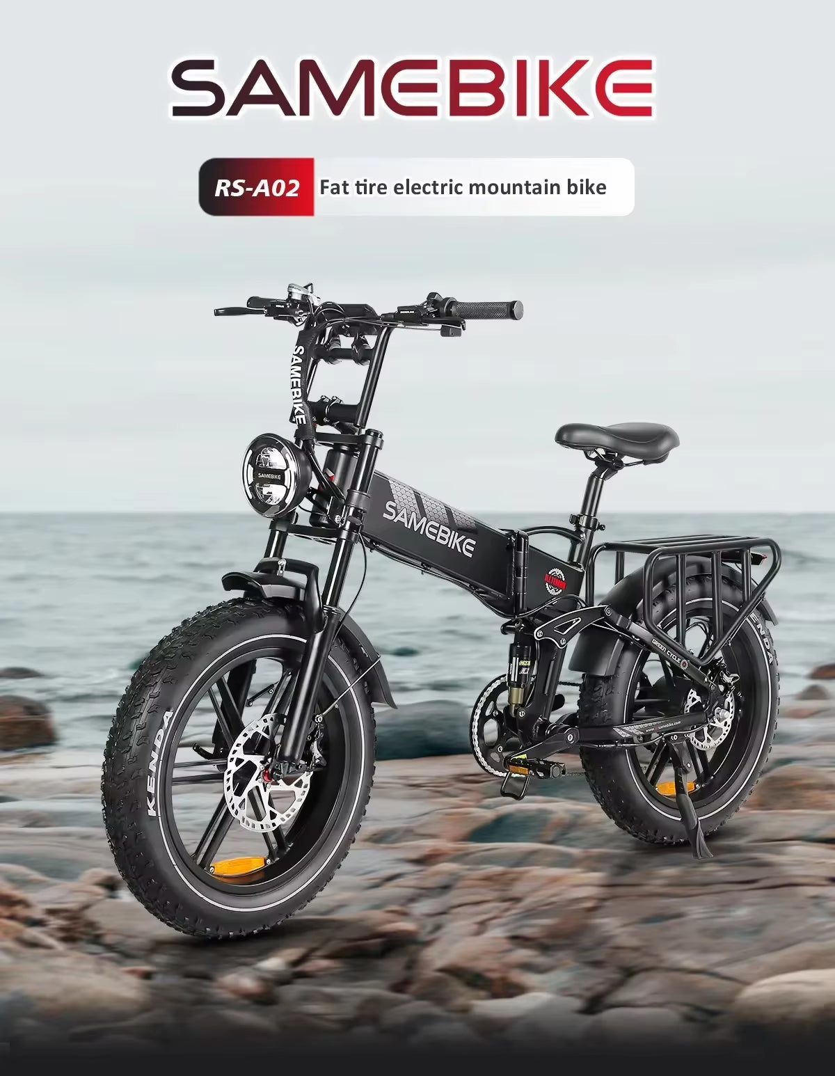 Ebike Hot RS-A02 Model 1200W48V Adult Mountain Electric Bicycle 14AH Battery 20-Inch 2 Tire Folding Electric Bicycle All-Terrain