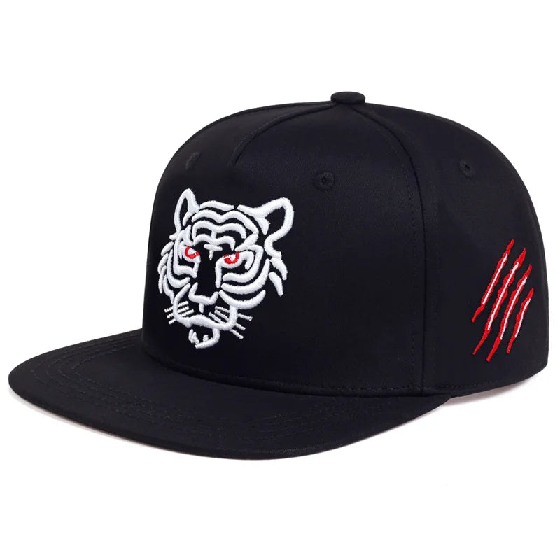 Cotton Black Tiger Embroidery Baseball Cap Men Women Snapback Hats Summer Leisure Trucker Caps Unisex Hip Hop Hats Gorras