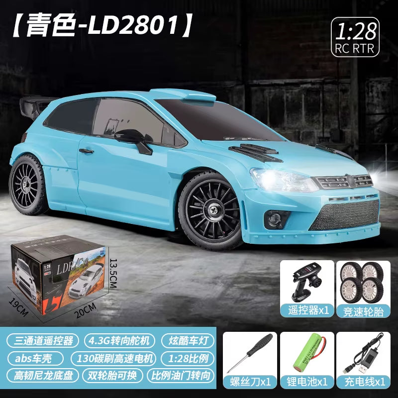 LD2801 RC Drift Car 1:28 Race Cars 2.4G Radio Control 4WD High-Speed Motor Vehicle Model Cars Toy for Christmas Gifts