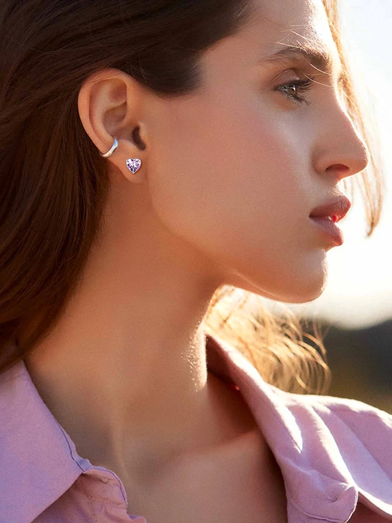 Silver Earrings for Women 925 Sterling Silver Heart Birthstone Stud Earrings Birthday Jewelry Gift