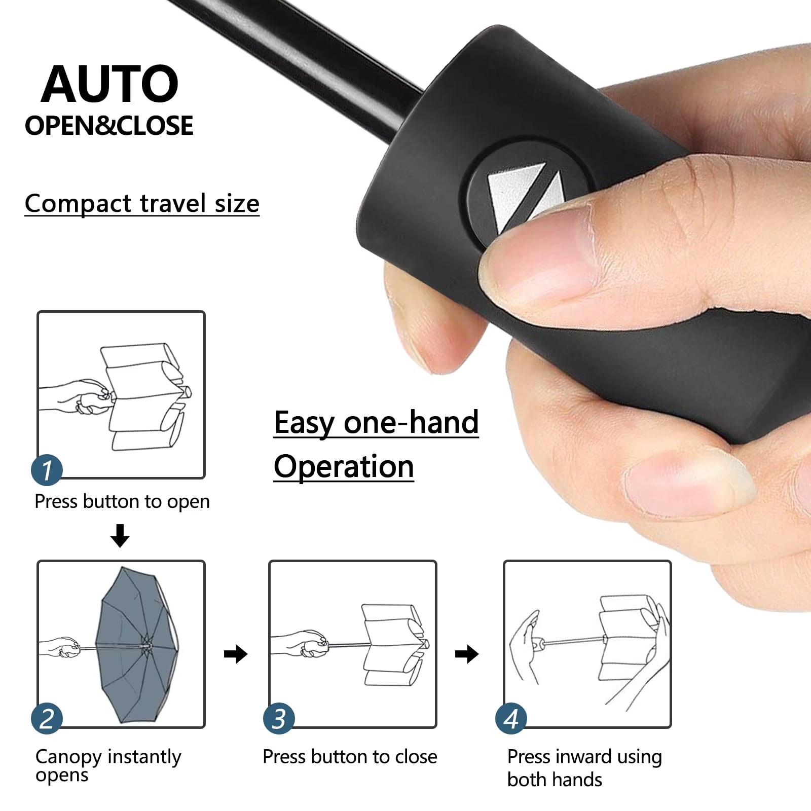 12 Bone Black Glue Fully Automatic Umbrella - Thick Durable Three-Fold UV Resistant Folding Design for Protection and Style