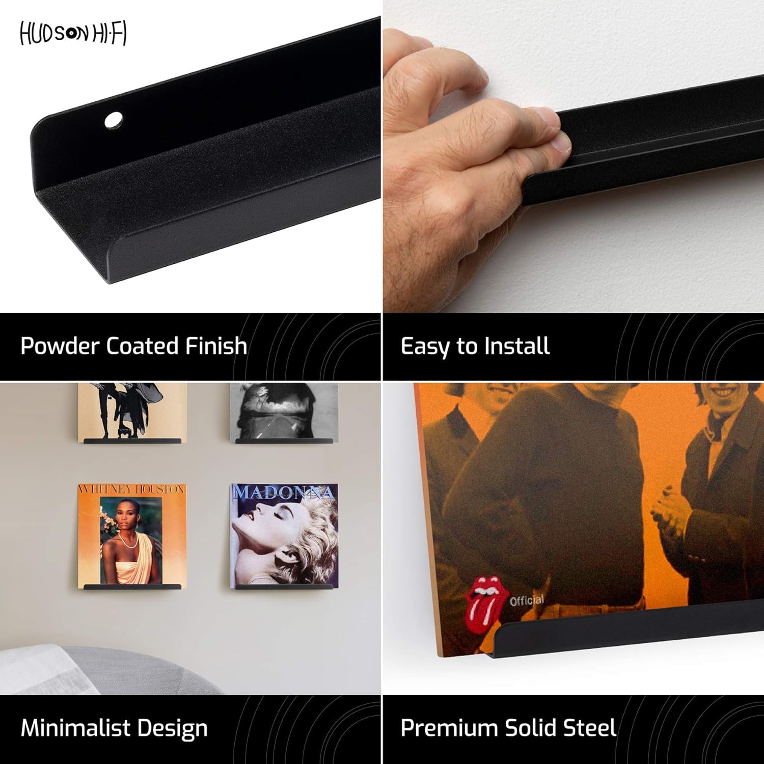 LP Vinyl Record Wall Display Shelf - Display Your Favorite LP Records in Style (6 Pack, Black)