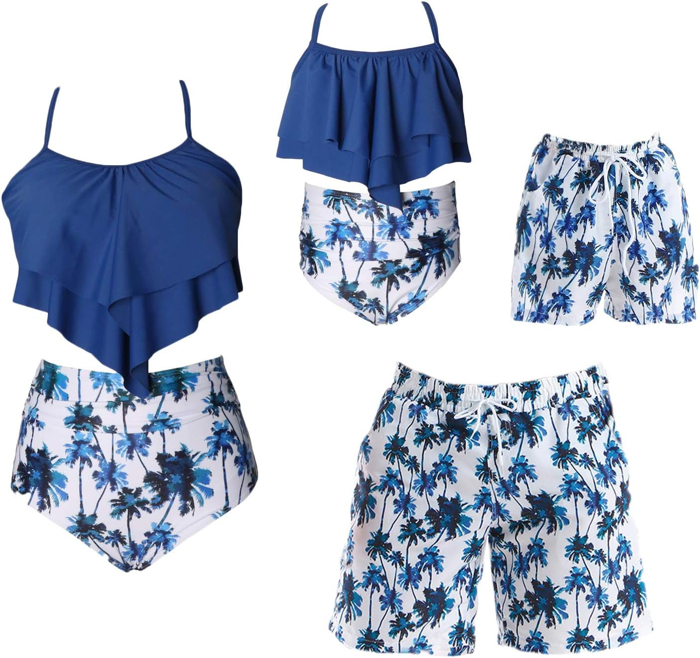 Family Swimsuits Matching Set Summer Beach Palm Bathing Suits