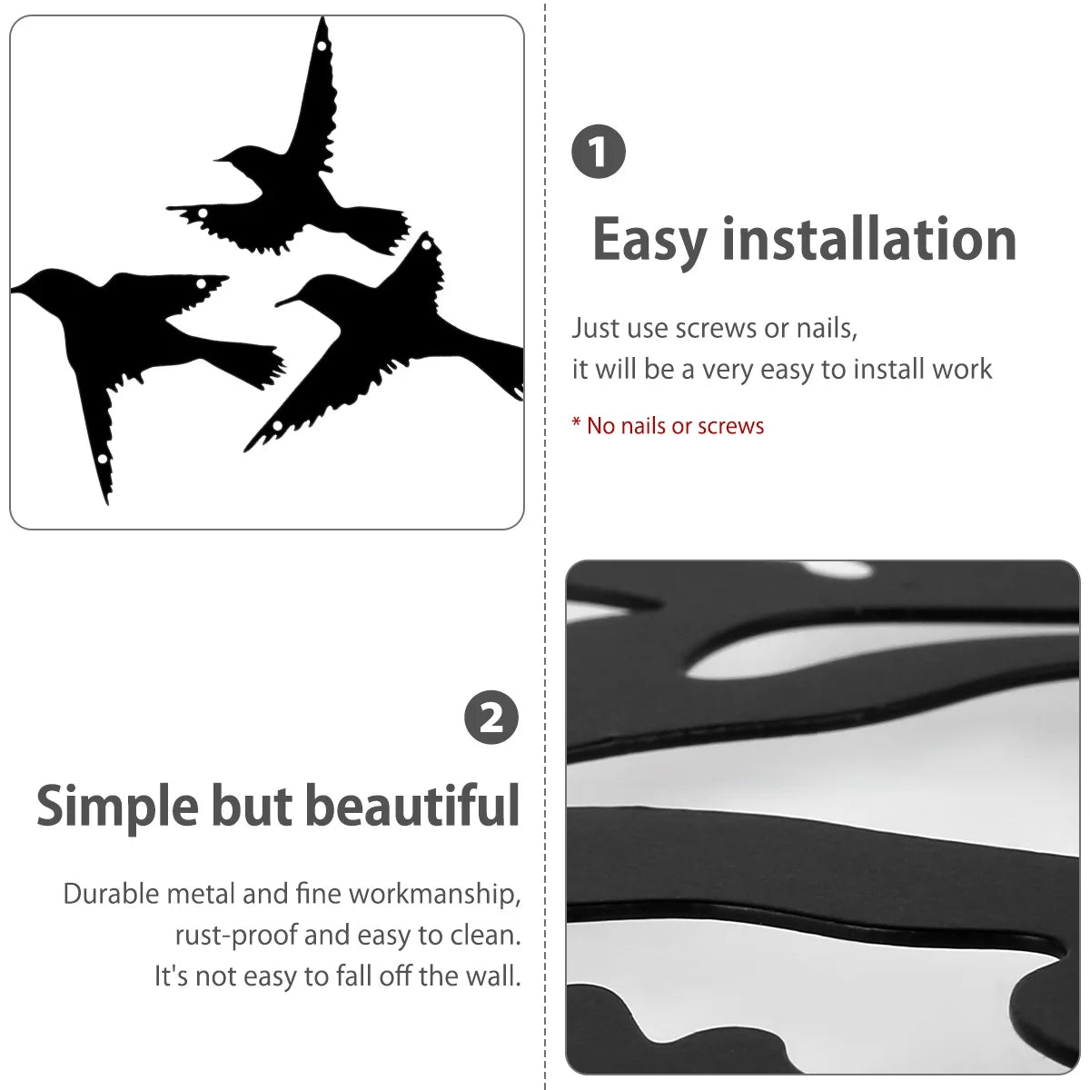 Tree of Life Wall Art Decor Metal Sculpture 11.8'' Family Tree Wall Hanging Decor with 3 Birds for Bedroom Living Room Dorm