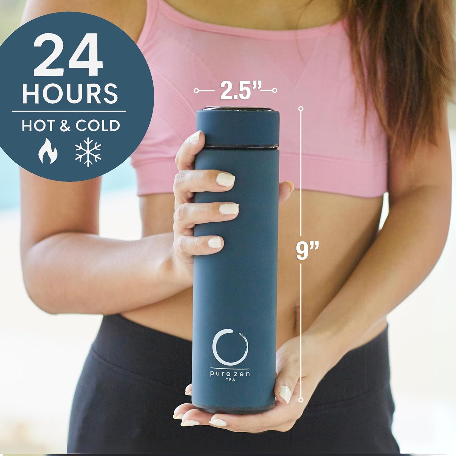 Stainless Steel Infuser Thermos for Hot and Cold Beverages - 15Oz Leakproof Travel Mug with Filter - Blue