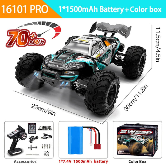 16102PRO Brushless 4WD RC Cars for Adults，1:16 Fast RC Cars with 70KM/H High-Speed Remote Control Car, All Terrain Off-Road Truc