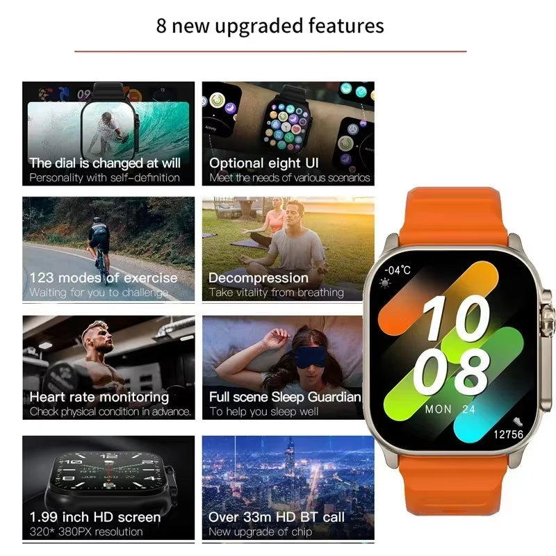 T900 Ultra Smartwatch - Bluetooth Talk, Message Alerts, Heart Rate Monitor & Sports Features for Android & iOS - Perfect for Men & Women
