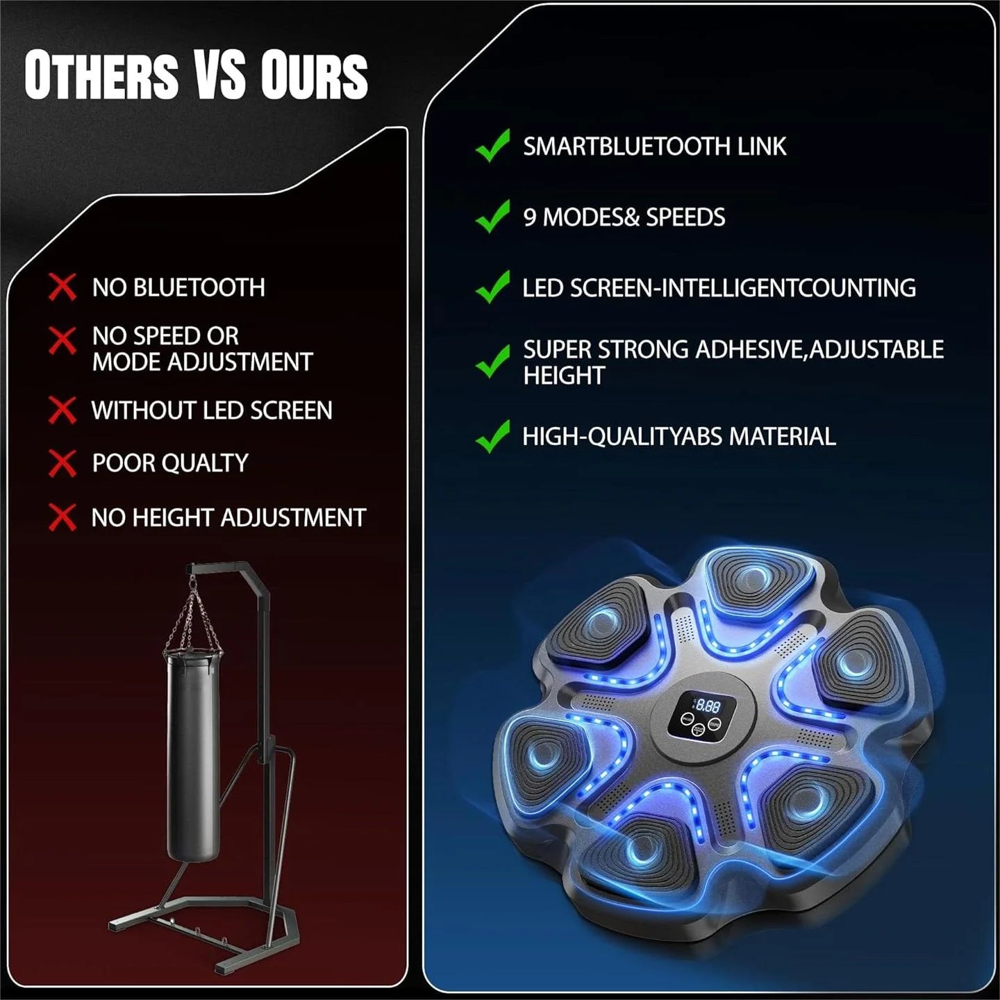 Upgraded Adult Smart Music Boxing Machine, Boxing Music Fitness Machine with Smart Display and Boxing Gloves, Smart Boxing Machine Wall-Mounted Music for Home and Gym (Black)