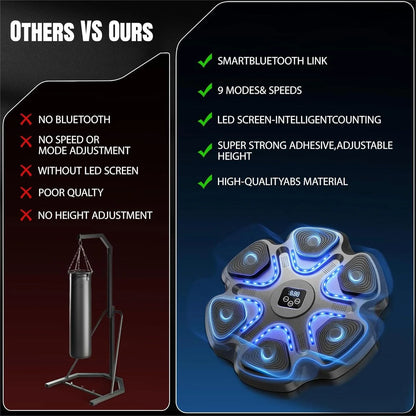 Upgraded Adult Smart Music Boxing Machine, Boxing Music Fitness Machine with Smart Display and Boxing Gloves, Smart Boxing Machine Wall-Mounted Music for Home and Gym (Black)