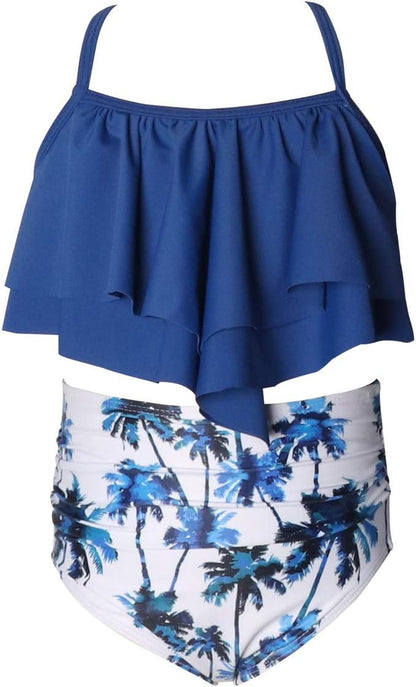 Family Swimsuits Matching Set Summer Beach Palm Bathing Suits