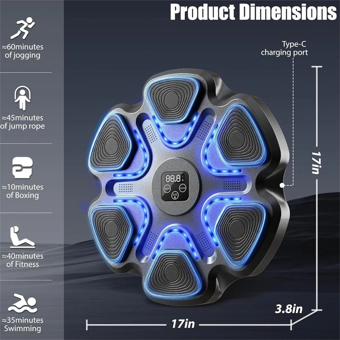 Upgraded Adult Smart Music Boxing Machine, Boxing Music Fitness Machine with Smart Display and Boxing Gloves, Smart Boxing Machine Wall-Mounted Music for Home and Gym (Black)