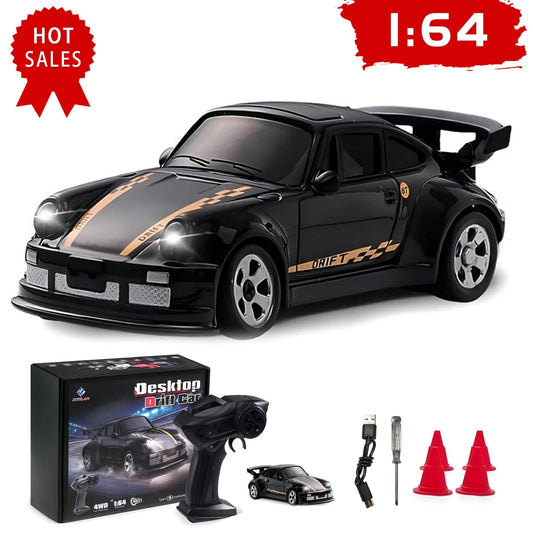 Mini RC Cars, 1:64 Drift RC Car, 2.4Ghz 4WD High Speed Remote Control Cars, Boy Toys 5-7, Black