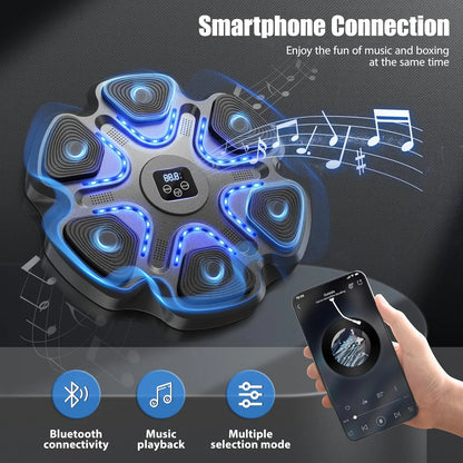 Upgraded Adult Smart Music Boxing Machine, Boxing Music Fitness Machine with Smart Display and Boxing Gloves, Smart Boxing Machine Wall-Mounted Music for Home and Gym (Black)