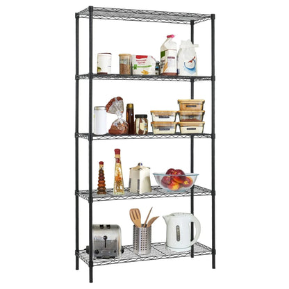 5 Tier Storage Shelves, 1250 Lbs Capacity Heavy Duty Wire Shelving Unit, NSF Metal Shelf, Adjustable Storage Rack for Garage Pantry Kitchen Office Laundry- 14" D X 36" L X72 H, Black