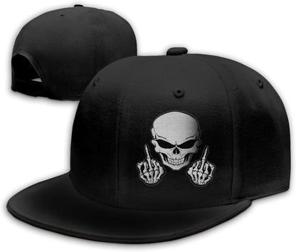Snapback Hats for Mens Skull Hat Flat Bill Gorras Planas Para Hombres Black Snap