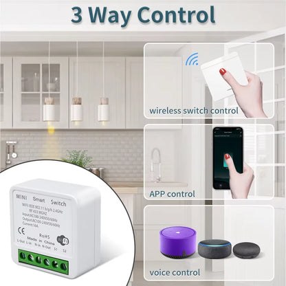WiFi RF 433MHz Smart Switch - Tuya Smart Life Compatible with Alexa and Google Assistant for Remote Wireless Control of LED Lighting