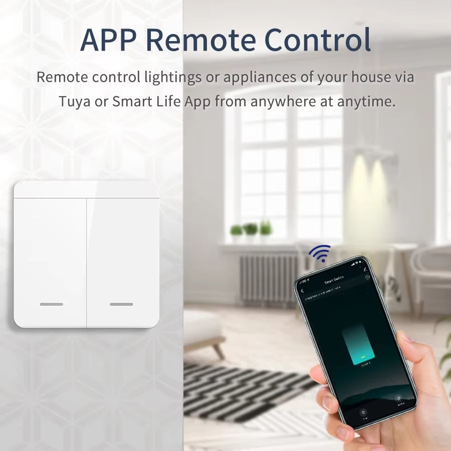 WiFi RF 433MHz Smart Switch - Tuya Smart Life Compatible with Alexa and Google Assistant for Remote Wireless Control of LED Lighting