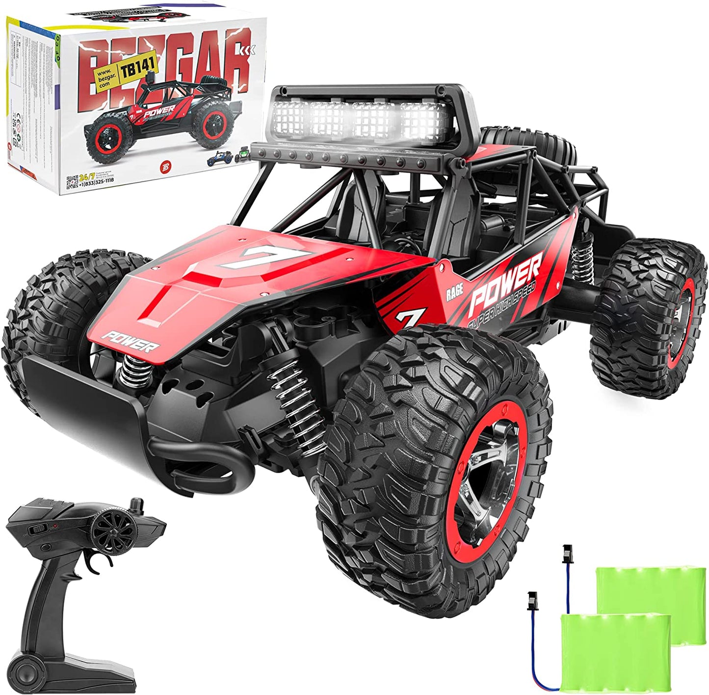 TB141 Remote Control Cars - 1:14 Scale RC Vehicles for Boys Ages 4-7 with Dual Rechargeable Batteries