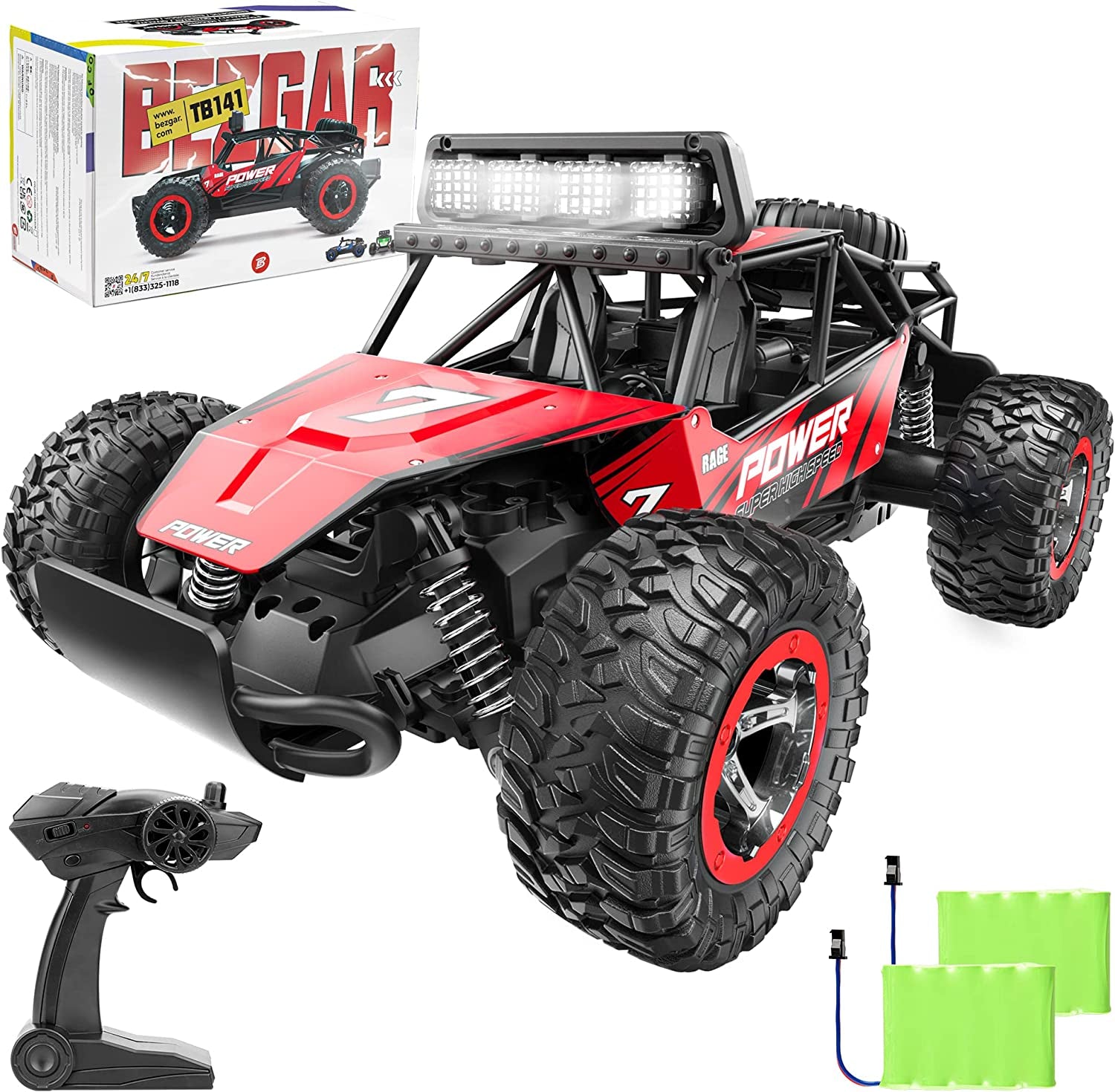 TB141 Remote Control Cars - 1:14 Scale RC Vehicles for Boys Ages 4-7 with Dual Rechargeable Batteries