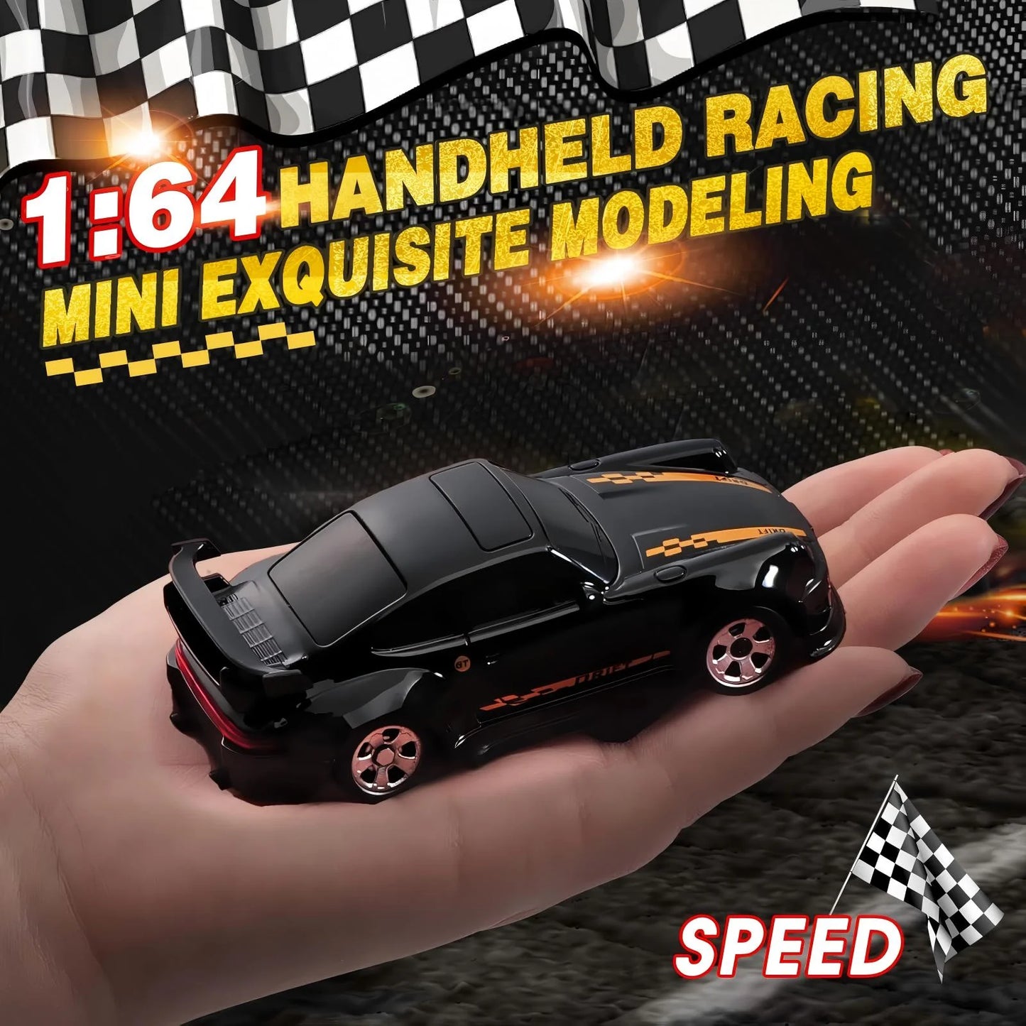 Mini RC Cars, 1:64 Drift RC Car, 2.4Ghz 4WD High Speed Remote Control Cars, Boy Toys 5-7, Black