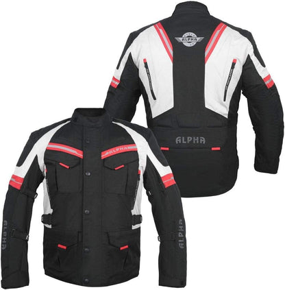 ACG TAHOE-J106 MOTORCYCLE ADV JACKET (BLACK/RED, MEDIUM)