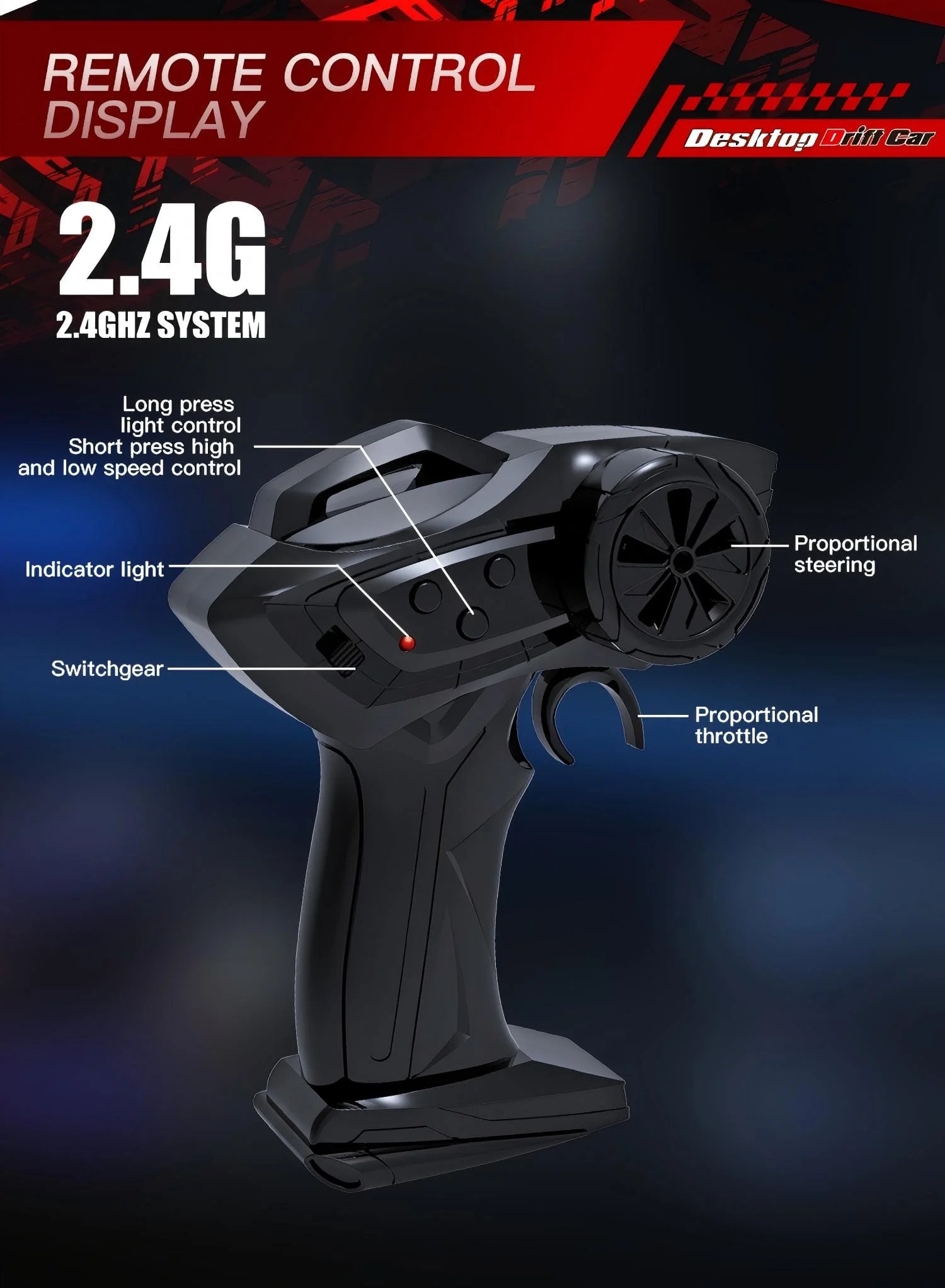 Mini RC Cars, 1:64 Drift RC Car, 2.4Ghz 4WD High Speed Remote Control Cars, Boy Toys 5-7, Black