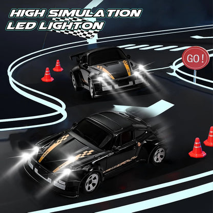 Mini RC Cars, 1:64 Drift RC Car, 2.4Ghz 4WD High Speed Remote Control Cars, Boy Toys 5-7, Black