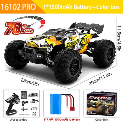 16102PRO Brushless 4WD RC Cars for Adults，1:16 Fast RC Cars with 70KM/H High-Speed Remote Control Car, All Terrain Off-Road Truc