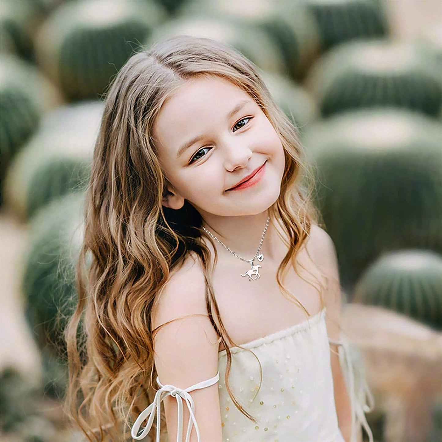 Women'S Initial K Heart Charm Necklace - Stainless Steel Dainty Horse Pendant Letter Necklace - Silver Tone