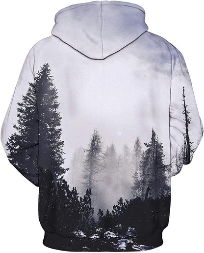 Unisex Hoodies 3D Print Galaxy Pullover Hooded Sweatshirt Hoodies with Big Pockets for Men, Teen Boy, Women